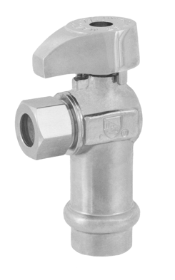 Image of 26-1003PLF Lead Free 1/4 Turn Angle Supply Valve 1/2 PRESS X 3/8 OD Compression