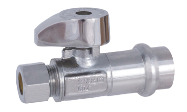 Image of 26-1004PLF Lead Free 1/4 Turn Straight Supply Valve 1/2 PRESS X 3/8 OD Compression