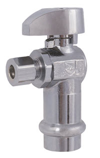 Image of 26-1015PLF Lead Free 1/4 Turn Angle Supply Valve 1/2 PRESS x 1/4 OD Compression