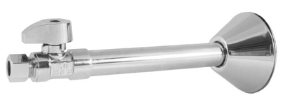 Image of 26-1040LF Lead Free 1/4 Turn Straight Supply Valve 1/2 SWT x 3/8 OD Compression - Long