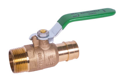 Image of 754PXCEMLF Lead Free MNPT x Cold Expansion F1960 PEX Ball Valve - Full Port, Forged Brass