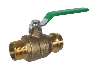 Image of 759PMLF Lead Free MNPT x Press Ball Valve - Full Port, Forged Brass, UPC & NSF Certified 