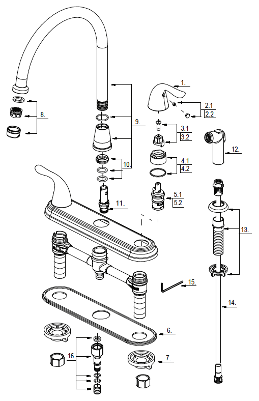 Bl 260ss Two Handle Kitchen Faucet