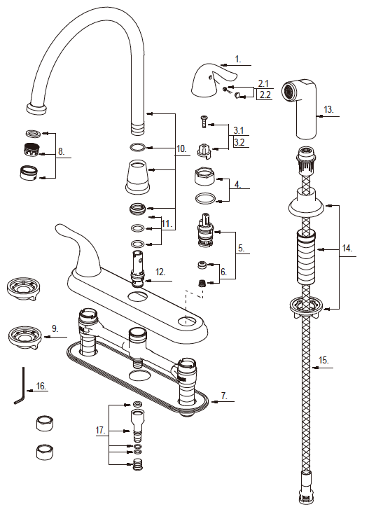 Bl 250sswjp Two Handle Kitchen Faucet